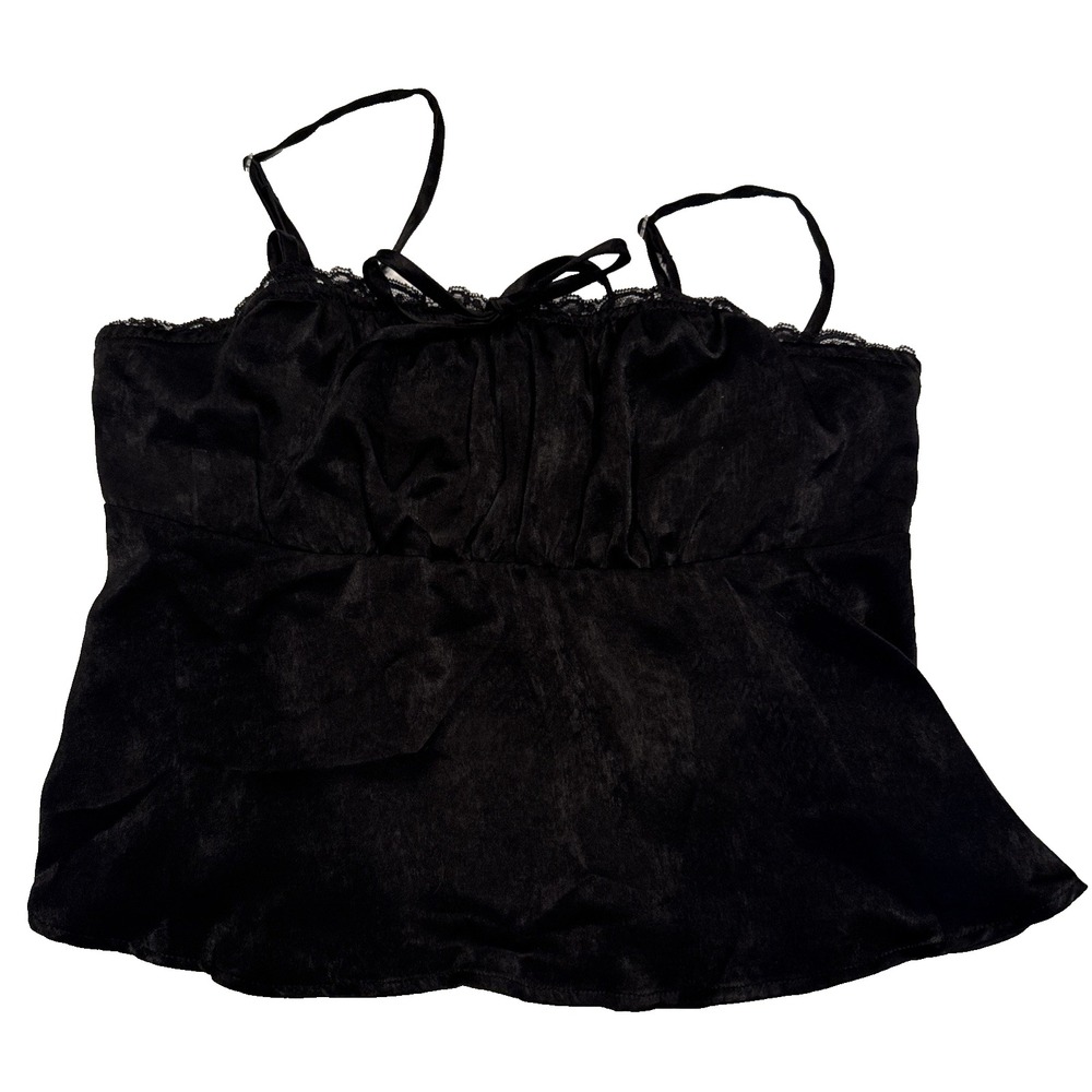 No Boundaries Satin Cami with Lace Trim and Tie, Women's - Medium 8-10 - NWTs